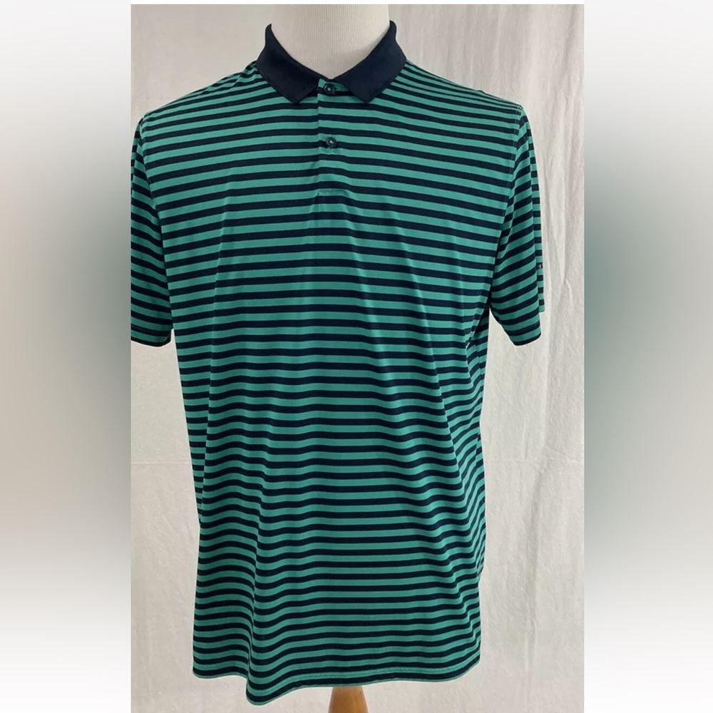 Nike Green and Black Striped Polo Shirt